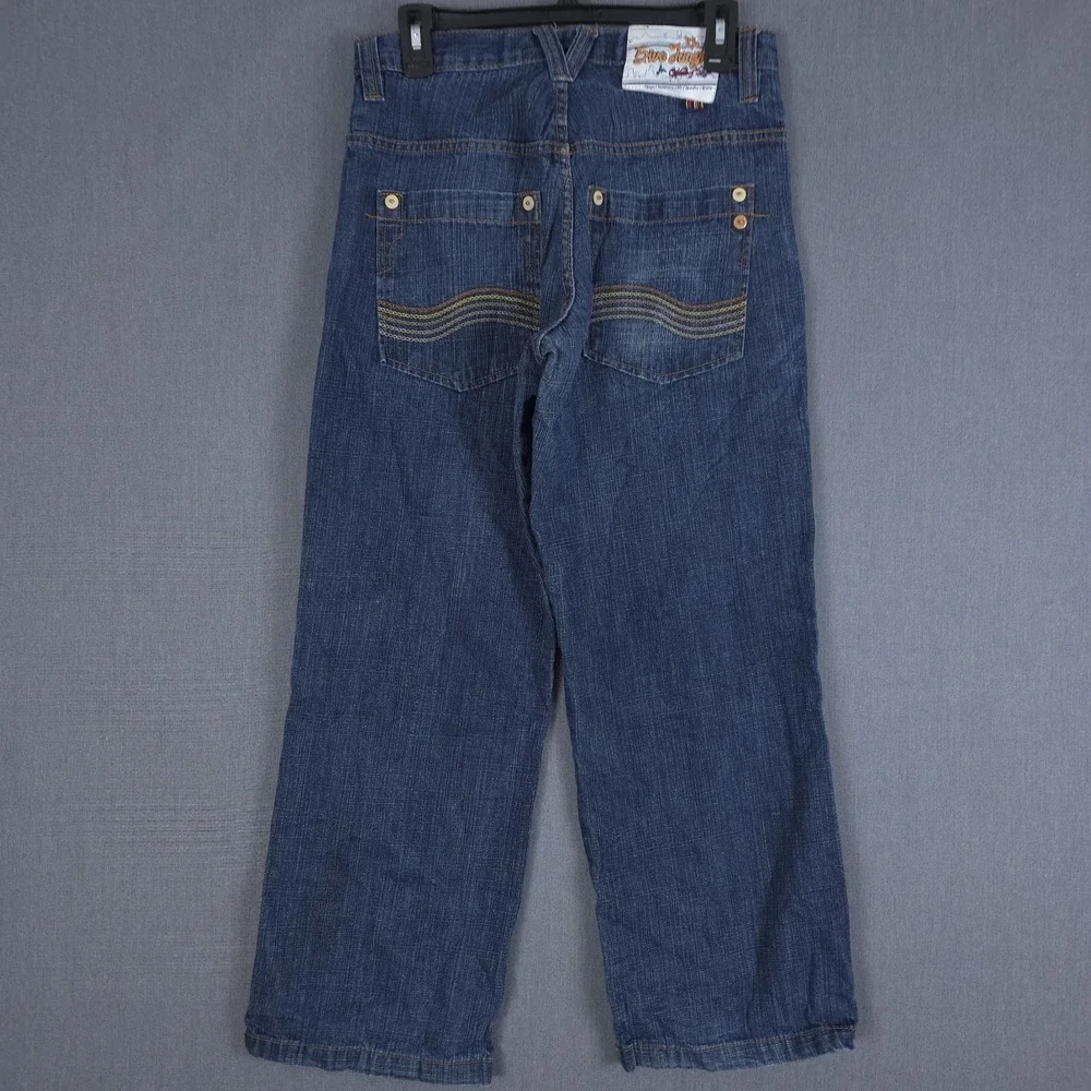 Vintage 5ive Jungle Jeans Mens 30 (Fits 29x28) Blue Wide Leg Baggy Denim Y2K